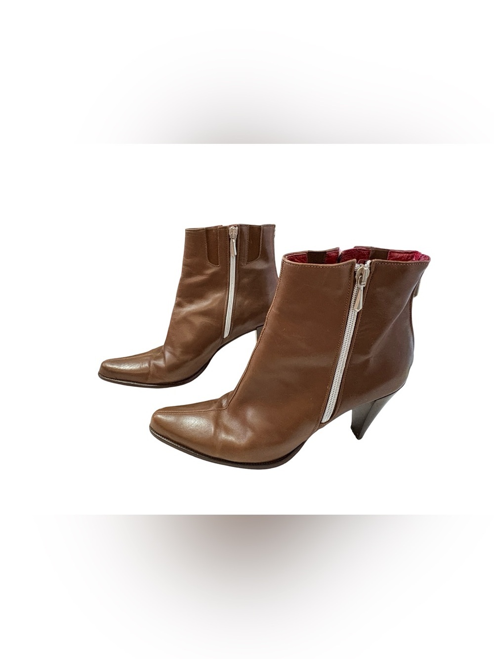 Donald J Pliner Italy Brown Leather Ankle Boots Y2K Pointed Toe 9M